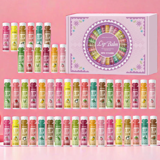 48PCS/ box Moisturizing Lip Balm set 5g12 Flower fragrance Natural fragrance moisturizing and brightening lip color holiday gift Peaceful Pleasures Health and Wellness