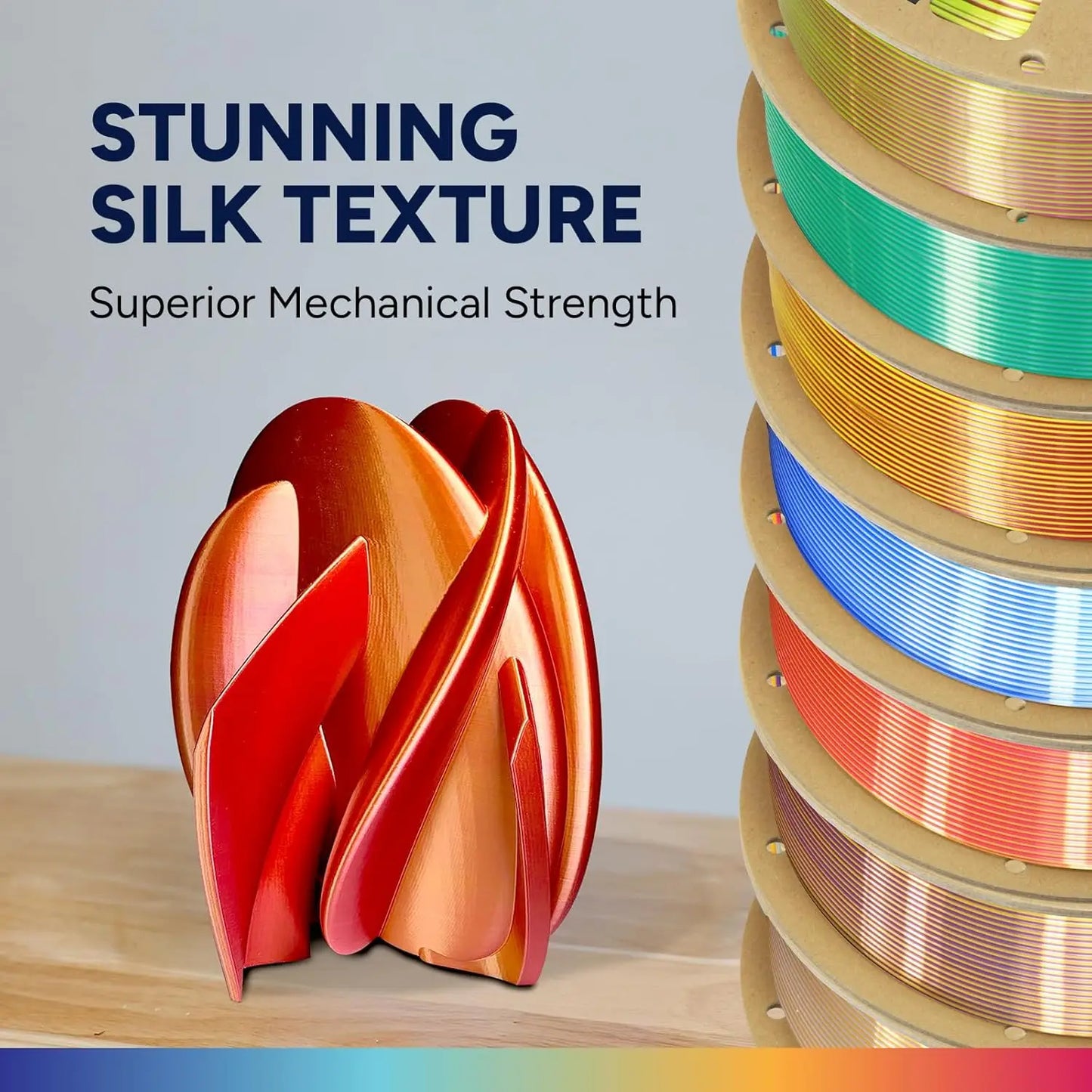 Dual Color Silk PLA Filament 1.75mm Silver Blue 250g | FDM