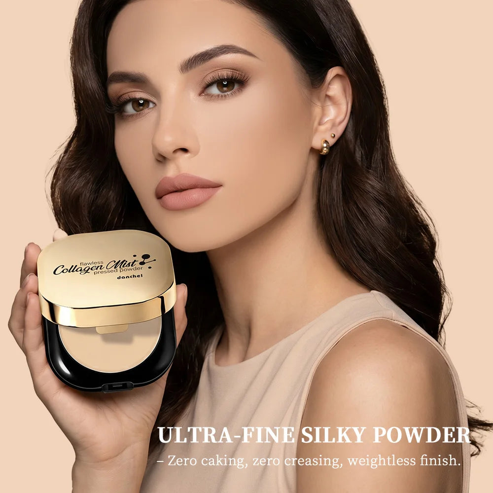 2 Shades Collagen Contour Setting Powder Waterproof Oil Control Matte Finish Brightening Long Lasting Foundation Pressed Powder Peaceful Pleasures Health and Wellness
