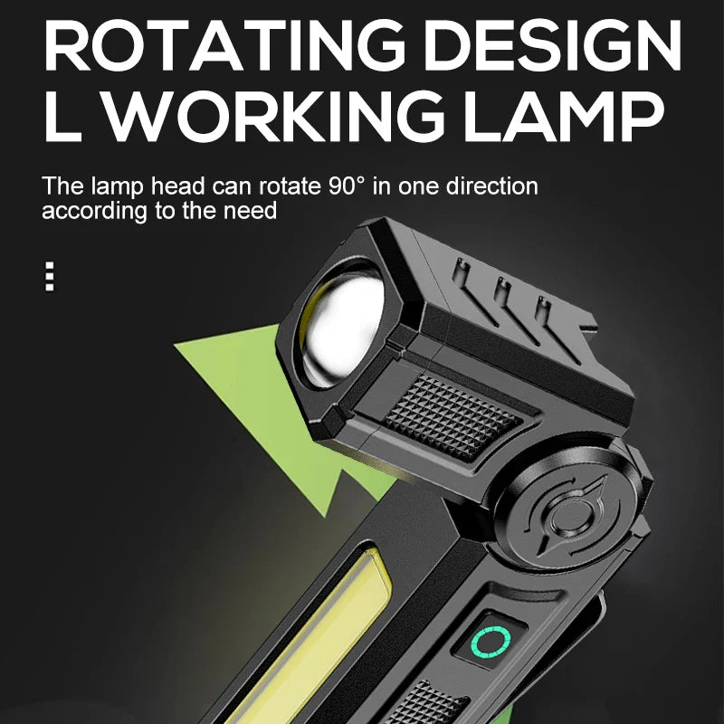 ZHIYU COB LED Work Light – USB Rechargeable L-Shape Flashlight