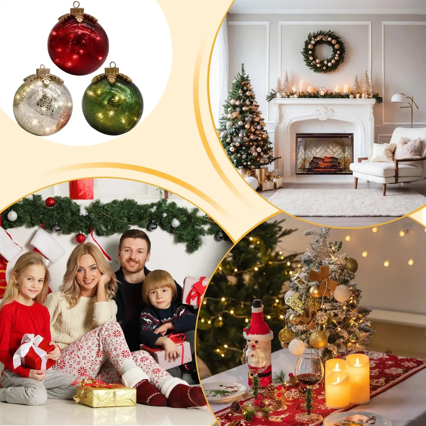 LED Christmas Globe Ornaments Set of 3 | Tabletop Holiday Decor