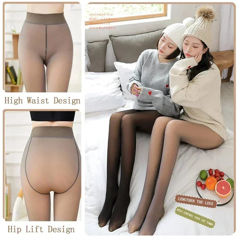Women's Fleece Thermal Leggings High Waist Winter Pantyhose