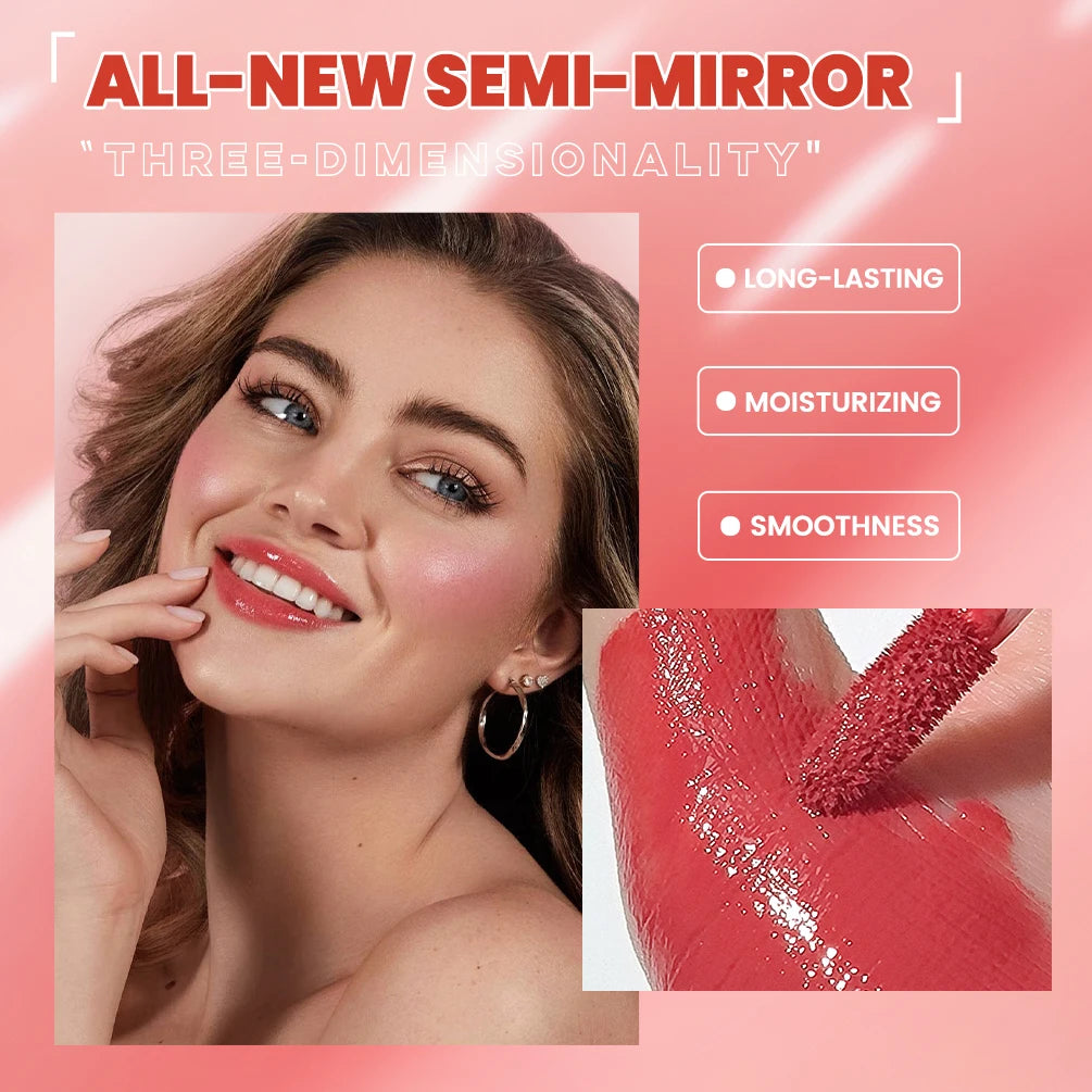QIBEST 8 Colors Nude Watery Lip Gloss Long Lasting Liquid Lipstick Not Fading Sexy Red Purple Lip Glaze Lip Tint Women Makeup Peaceful Pleasures Health and Wellness
