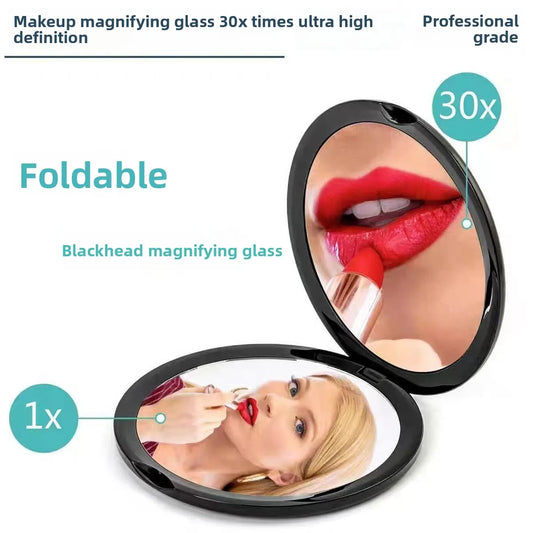 10cm Small Acrylic Compact Magnifying Mirror Mini Plastic Pocket Mirrors with Magnification 10x 20x 30x Peaceful Pleasures Health and Wellness White 30X