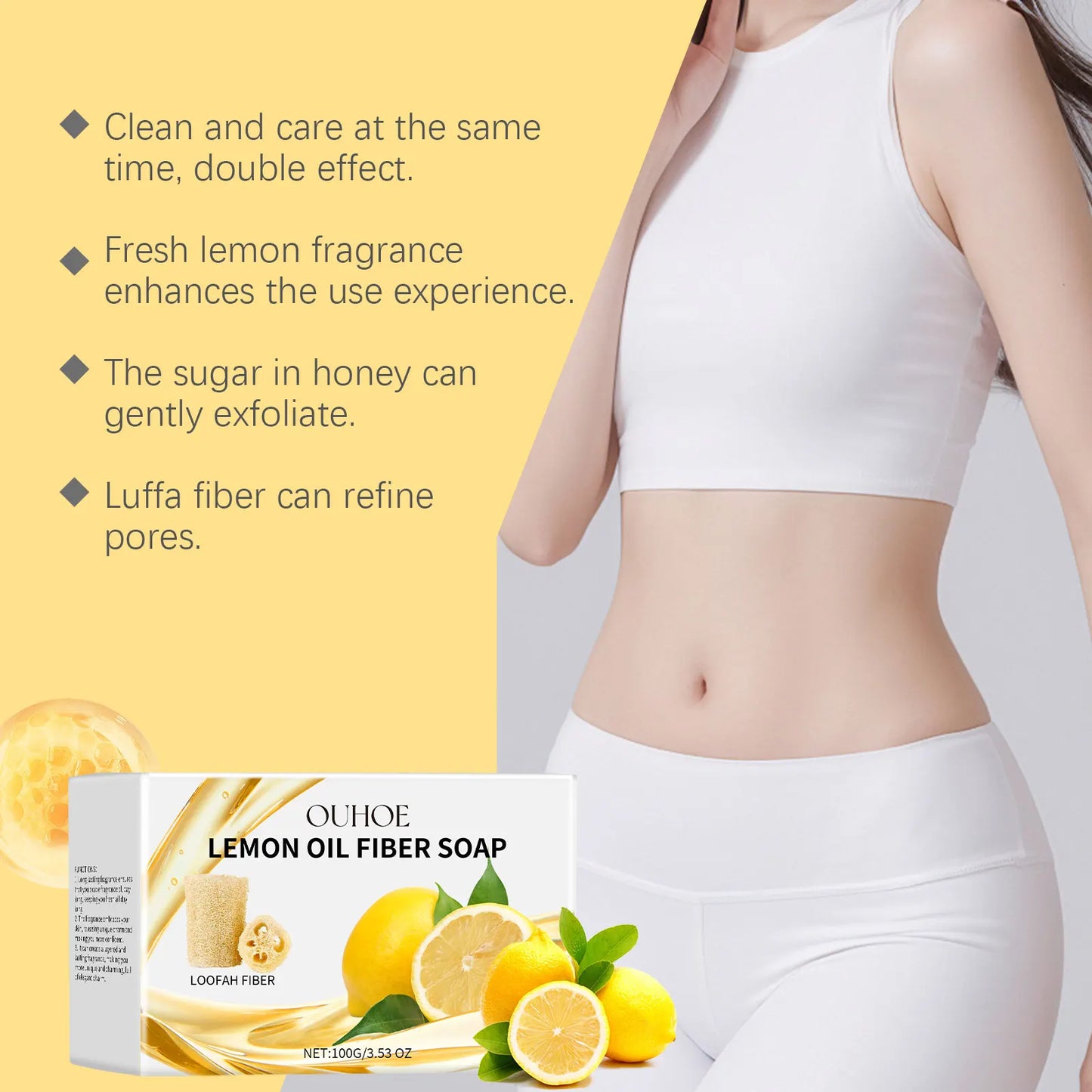 OUHOE Lemon Body Soap – Oil Control, Anti-Acne & Deep Cleanse