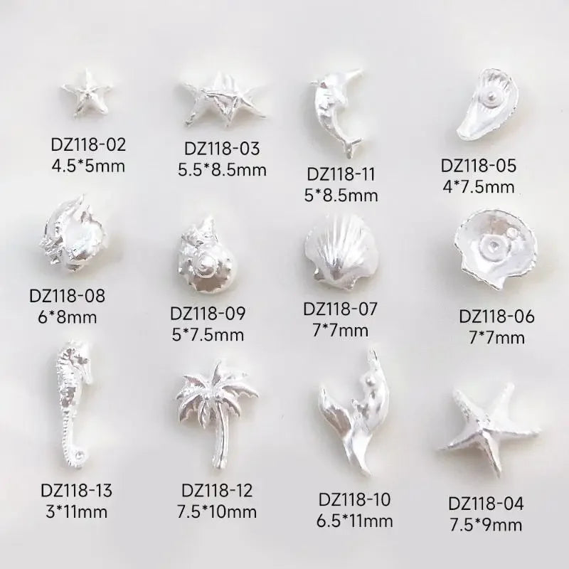 50 PCS Ocean Series Glossy Colorful Shell Starfish Conch Fishtail Resin Nail Art Rhinestones Jewel Decorations Manicure Ornament Peaceful Pleasures Health and Wellness