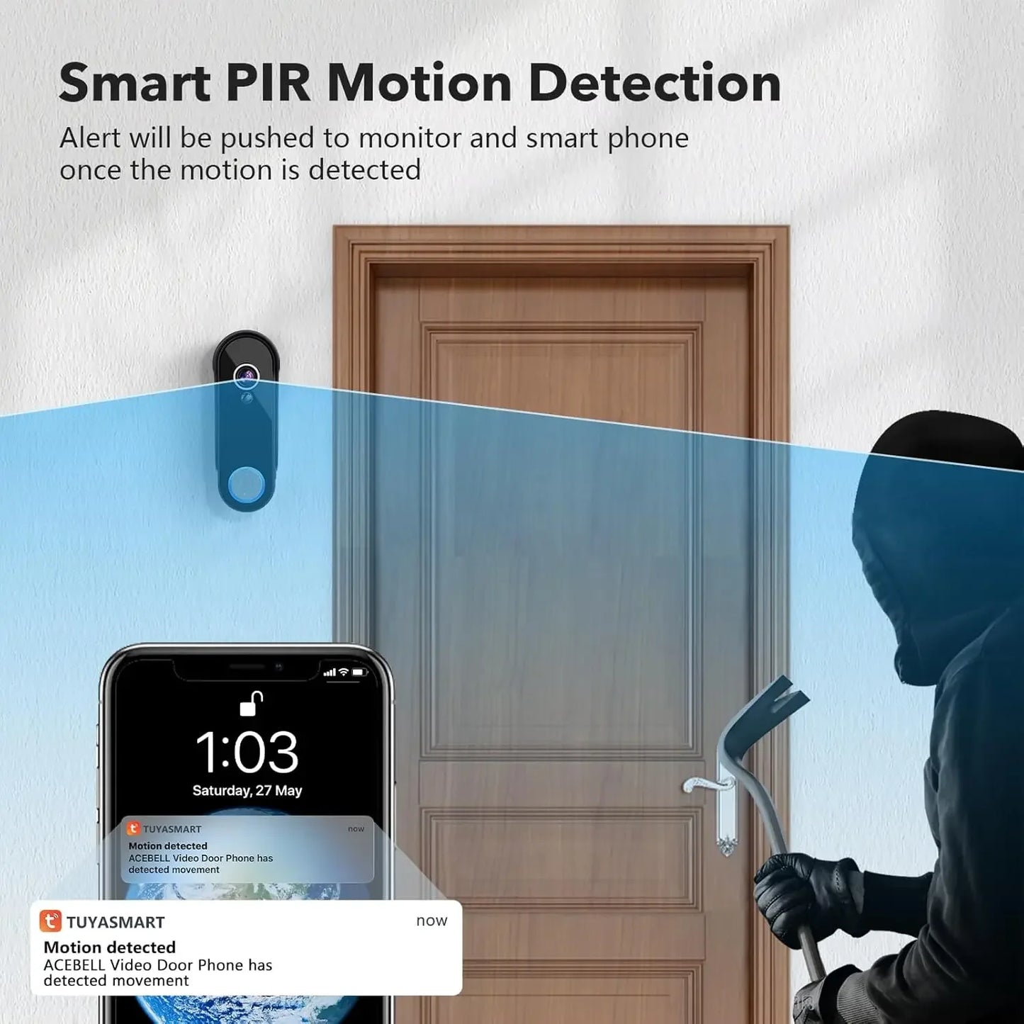 Wireless Smart Video Doorbell with 7" Touch Screen Monitor, 1080P Camera, Motion Detection, No Subscription Peaceful Pleasures Health and Wellness