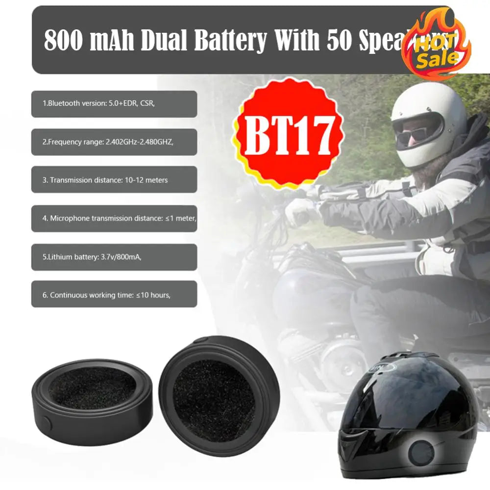 BT17 Bluetooth 5.0 Waterproof Motorcycle Helmet Headset