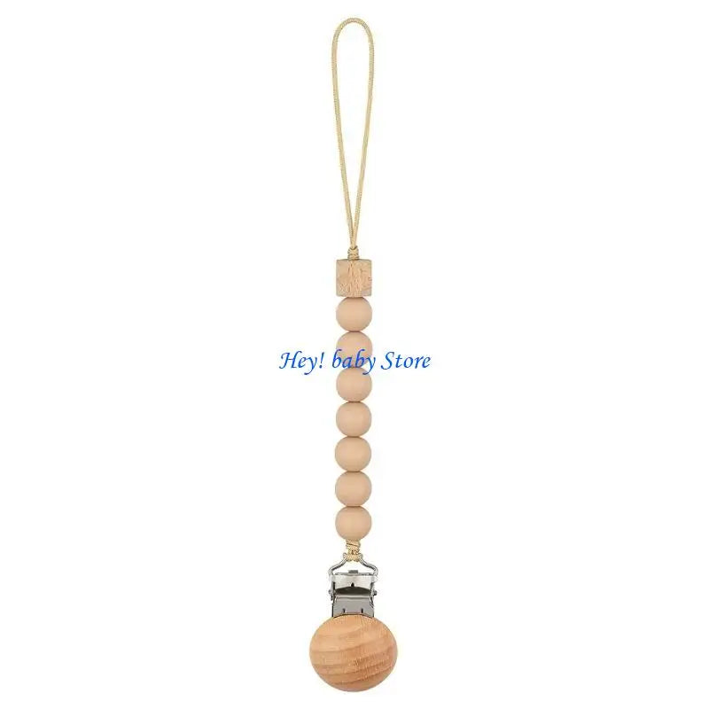 Baby Pacifier Clip Chain | Silicone Beads & Wooden Teether