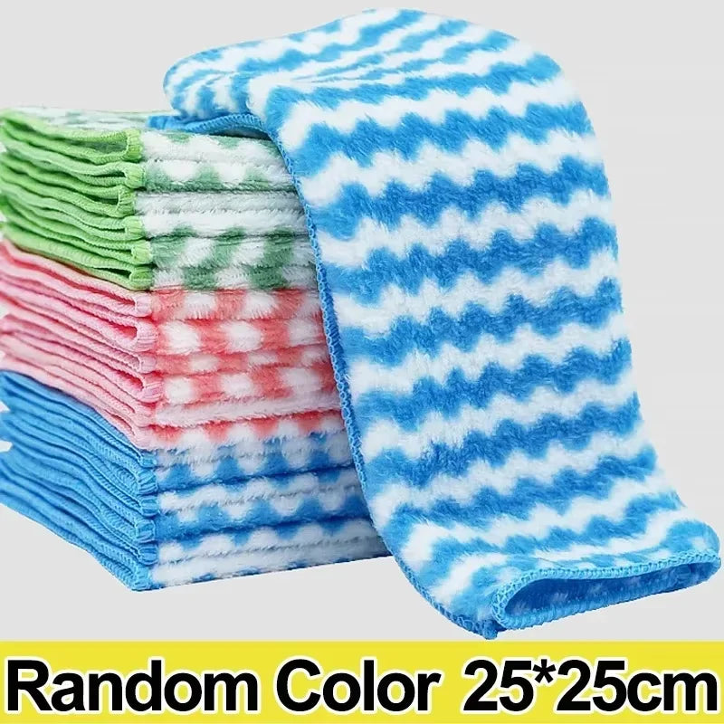 5/10/20pcs Kitchen Towel, Ultra-fine Fiber Light Gray Cleaning Cloth Set, Absorbent, Soft And Stain-removing Cloth Peaceful Pleasures Health and Wellness 5pcs Random colors