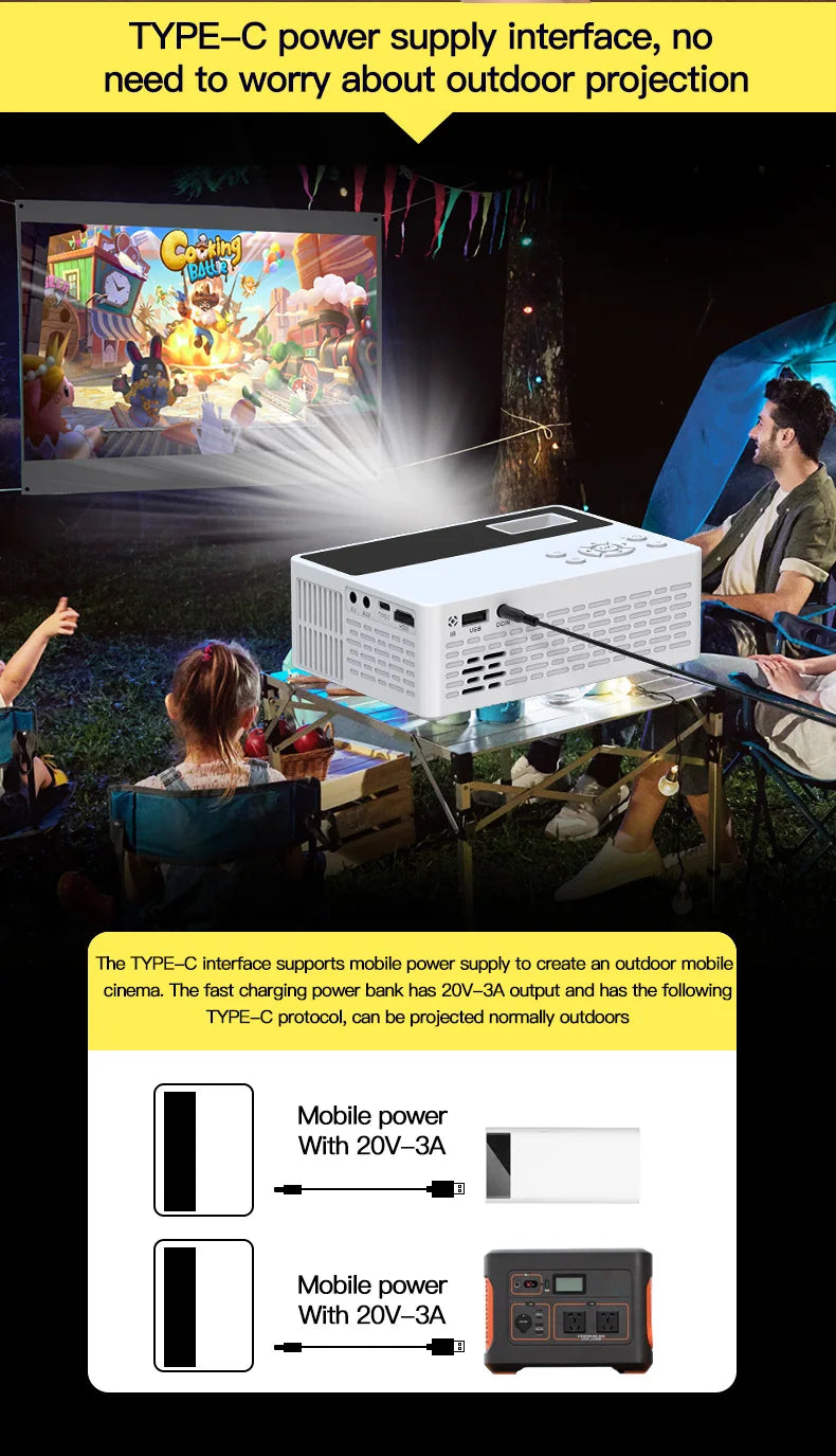 Besus J12C Pro Mini Portable Projector, 1080P Full HD, connects to your cell phone, 120 inch large screen projection for indoor. Peaceful Pleasures Health and Wellness