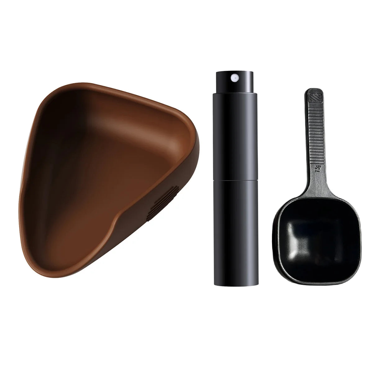 Silicone Coffee Bean Dosing Cup + Sprayer Gift Set, Spoon for Tea Spoons Stirrers, Espresso Coffee Bar Accessories & Essentials Peaceful Pleasures Health and Wellness Brown