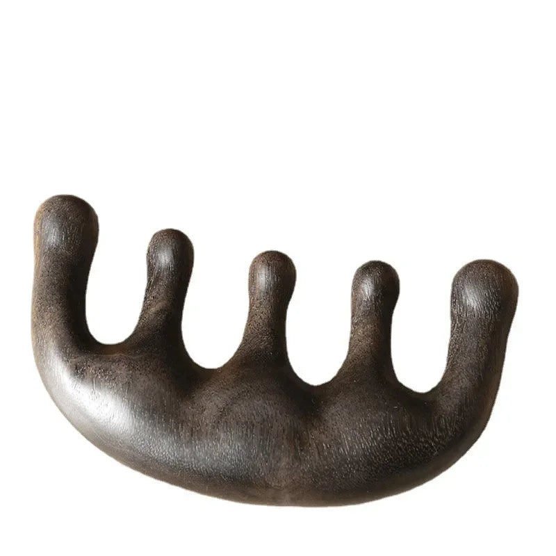 Five Tooth Wide Tooth Handleless Wooden Point Acupuncture Head Sandalwood Comb Peaceful Pleasures Health and Wellness