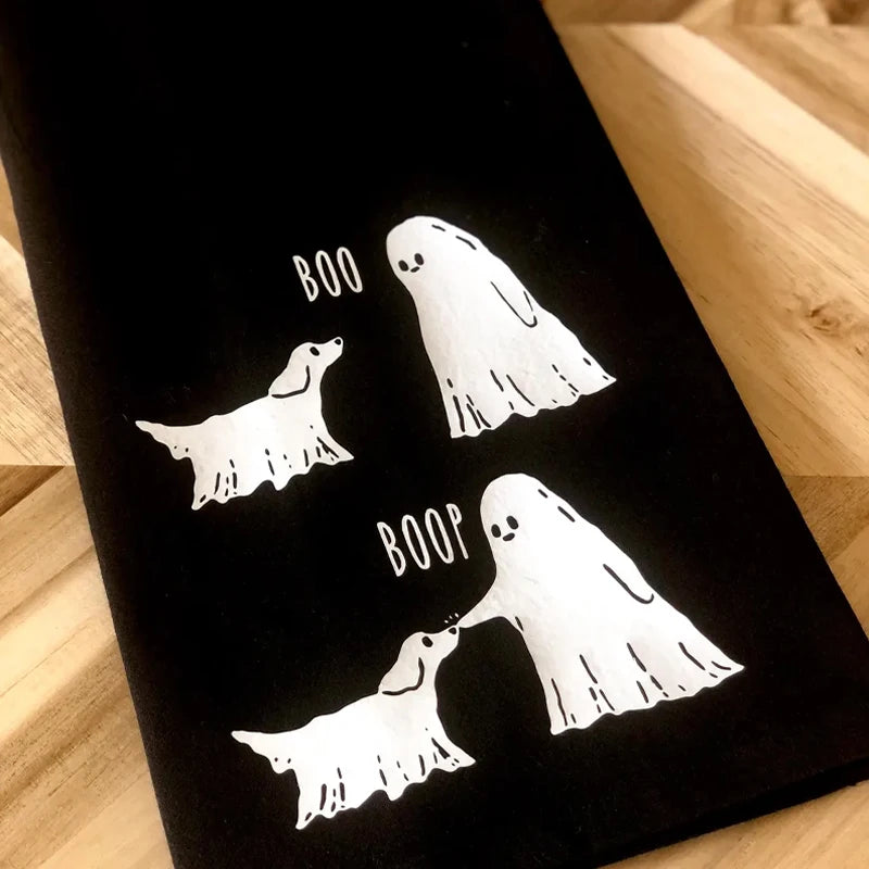Boop Ghost Halloween Tea Towel | Spooky Kitchen & Bath Decor