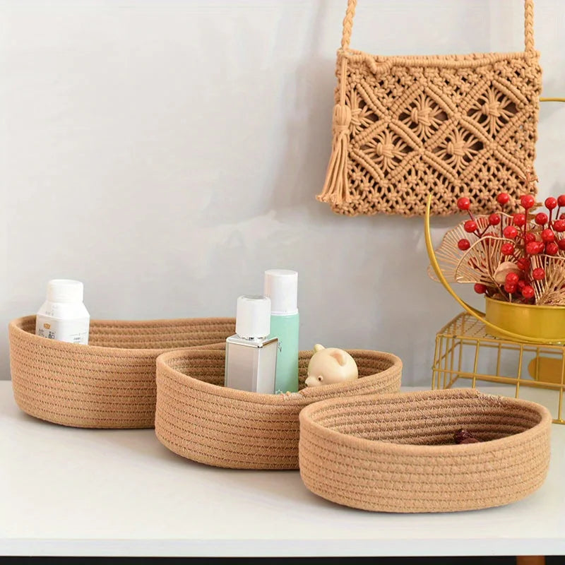 Nordic Hand-Woven Cotton Rope Storage Basket | Toy & Laundry