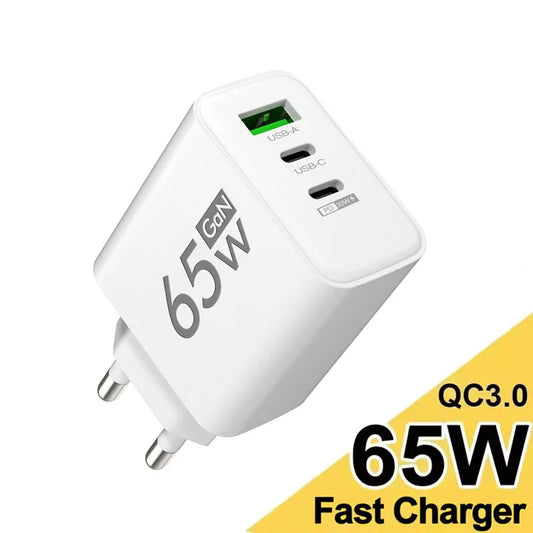 65W GaN USB-C Fast Charger 3-Port | iPhone Samsung Laptop GaN USB-C Charger Peaceful Pleasures Health and Wellness