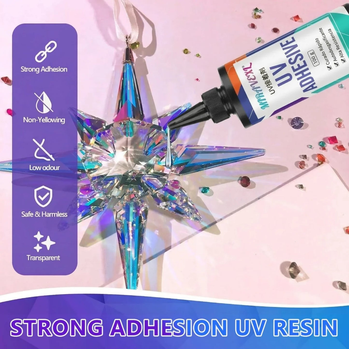 Upgraded UV Resin Kit with USB Light Fast Curing Clear UV Glue Flashlight Welding Seconds Bonding Glass Jewelry Repair Peaceful Pleasures Health and Wellness