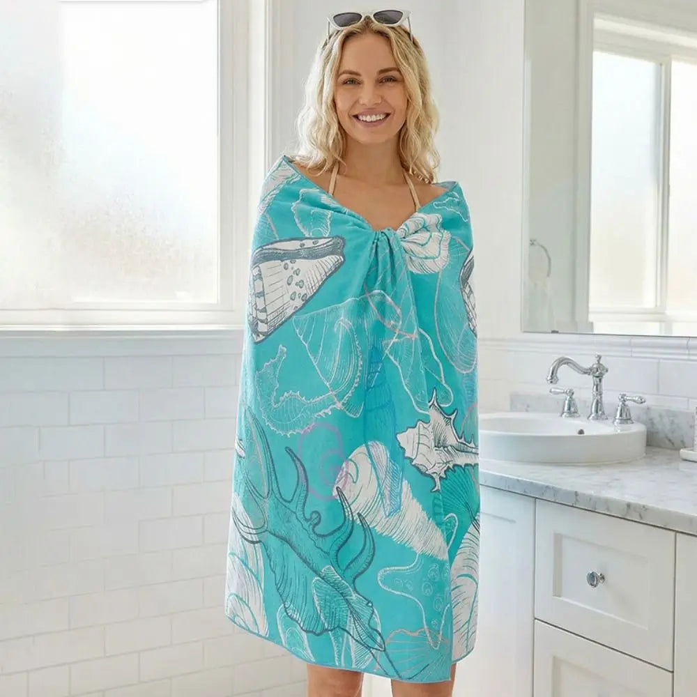 Sea Theme Microfiber Beach Towel – Quick-Dry & Absorbent