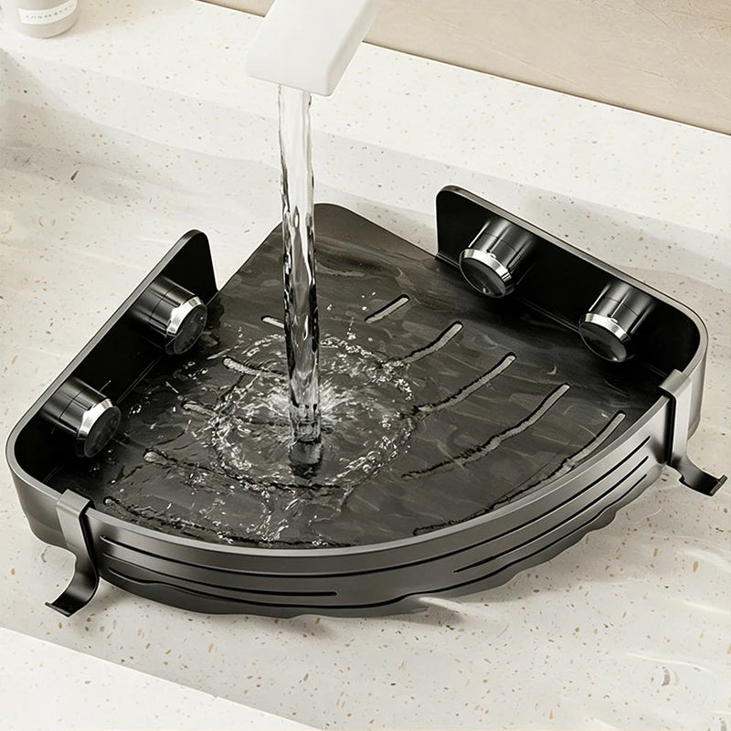 No-Drill Suction Cup Bathroom Corner Rack | Shampoo Shelf
