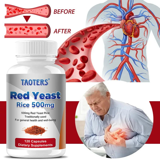 Red Yeast Rice 500mg Capsules | Heart & Cholesterol Support Herbal Supplement Peaceful Pleasures Health and Wellness
