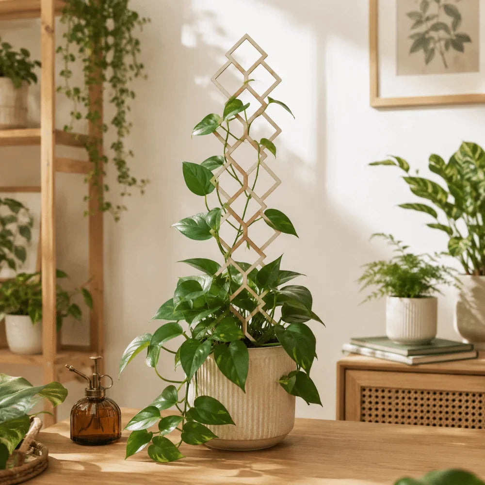Wooden Plant Trellis | Geometric Climbing Vine Support Frame