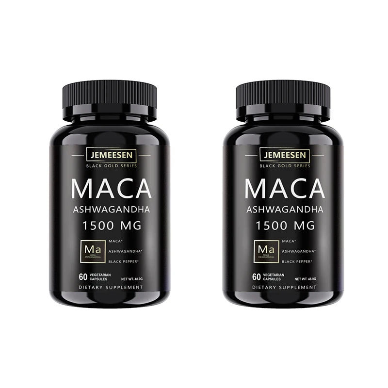 Organic Maca Root Powder Capsules 1500mg containing Maca Root Extract,Ashwagandha,Black Pepper, Supplements for Men Peaceful Pleasures Health and Wellness 2 bottles
