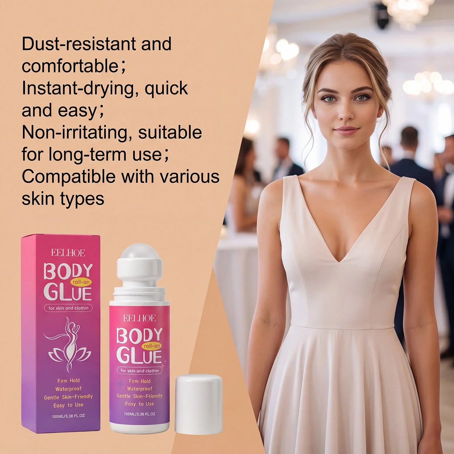 Roller Ball Body Glue – Moisturizing & Non-Sticky | 100ml
