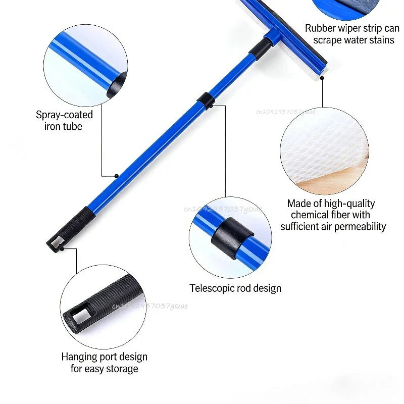 2-in-1 Telescopic Window Squeegee & Sponge Cleaner Mop