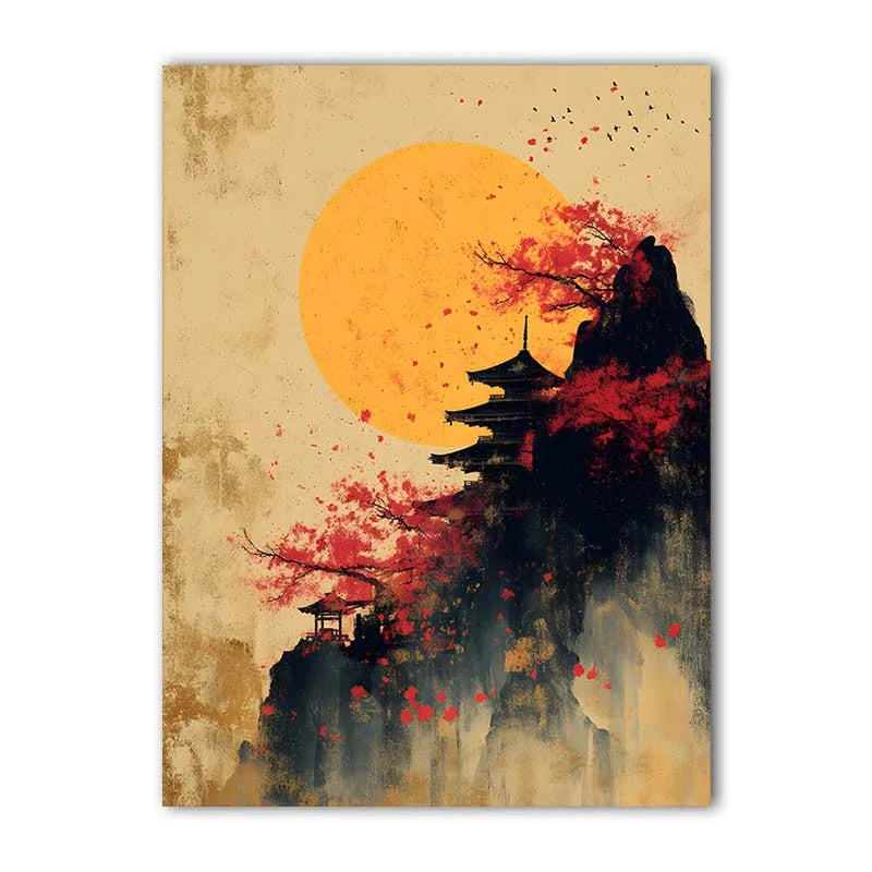 Abstract Wall Art Japanese Landscape Canvas Painting Modern Style Poster Prints Living Room Wall Decor Peaceful Pleasures Health and Wellness 03 20x25cm No Frame China Mainland