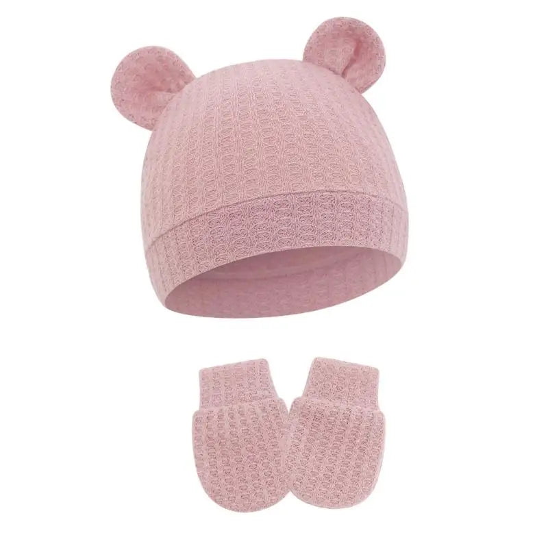 Newborn Baby Hat & Mittens Set | Soft Cotton, 0–6 Months