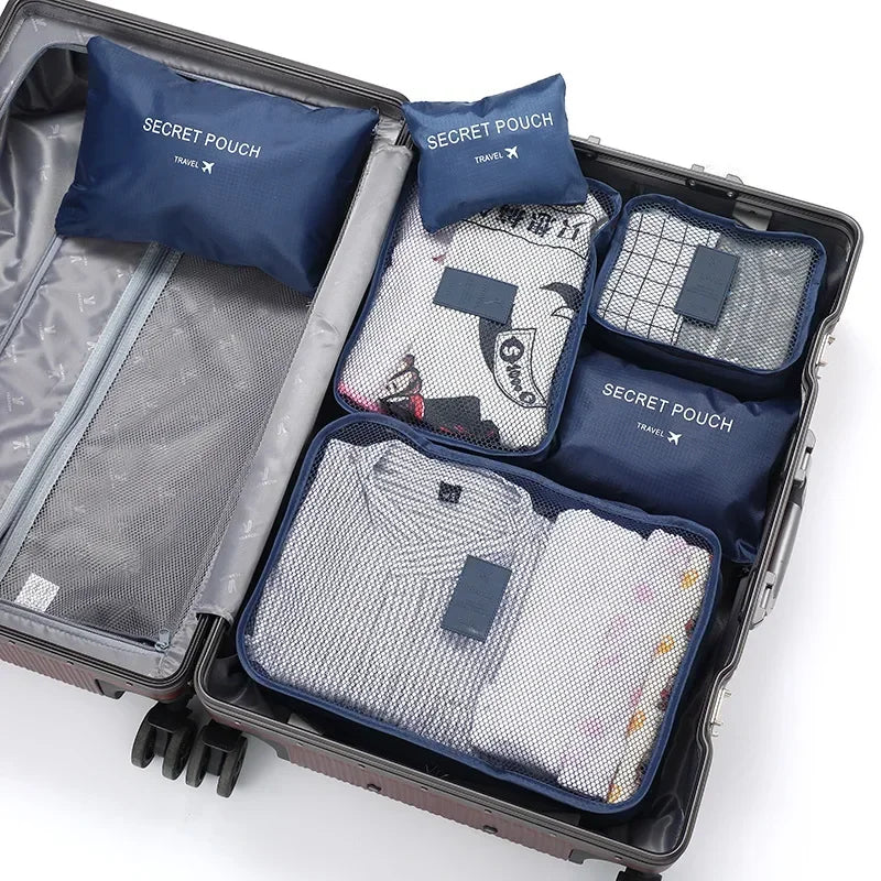 6-Piece Travel Packing Organizer Bags | Foldable Luggage Set
