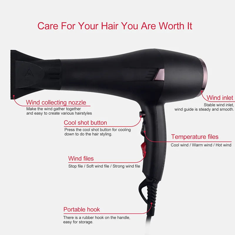US,EU High Speed Hair Dryer Vintage Color 2400W High Power Fast Drying Silent Home Hairdresser Recommendation Peaceful Pleasures Health and Wellness