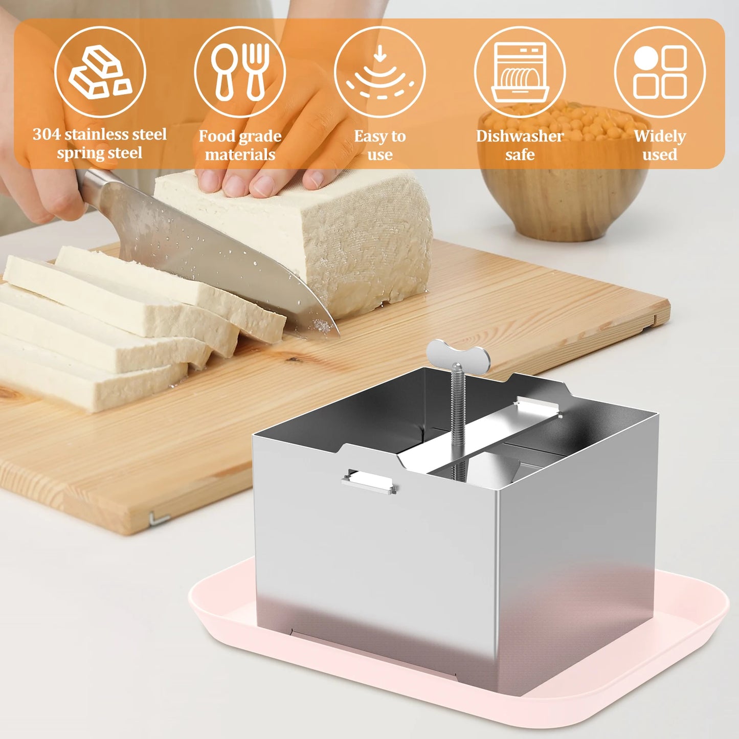 Tofu Press Mould Cheese Making Molds Food Grade Stainless Steel Tofu Maker Press Mold Kit Homemade Tofu Mold Kitchen Tool Set Peaceful Pleasures Health and Wellness