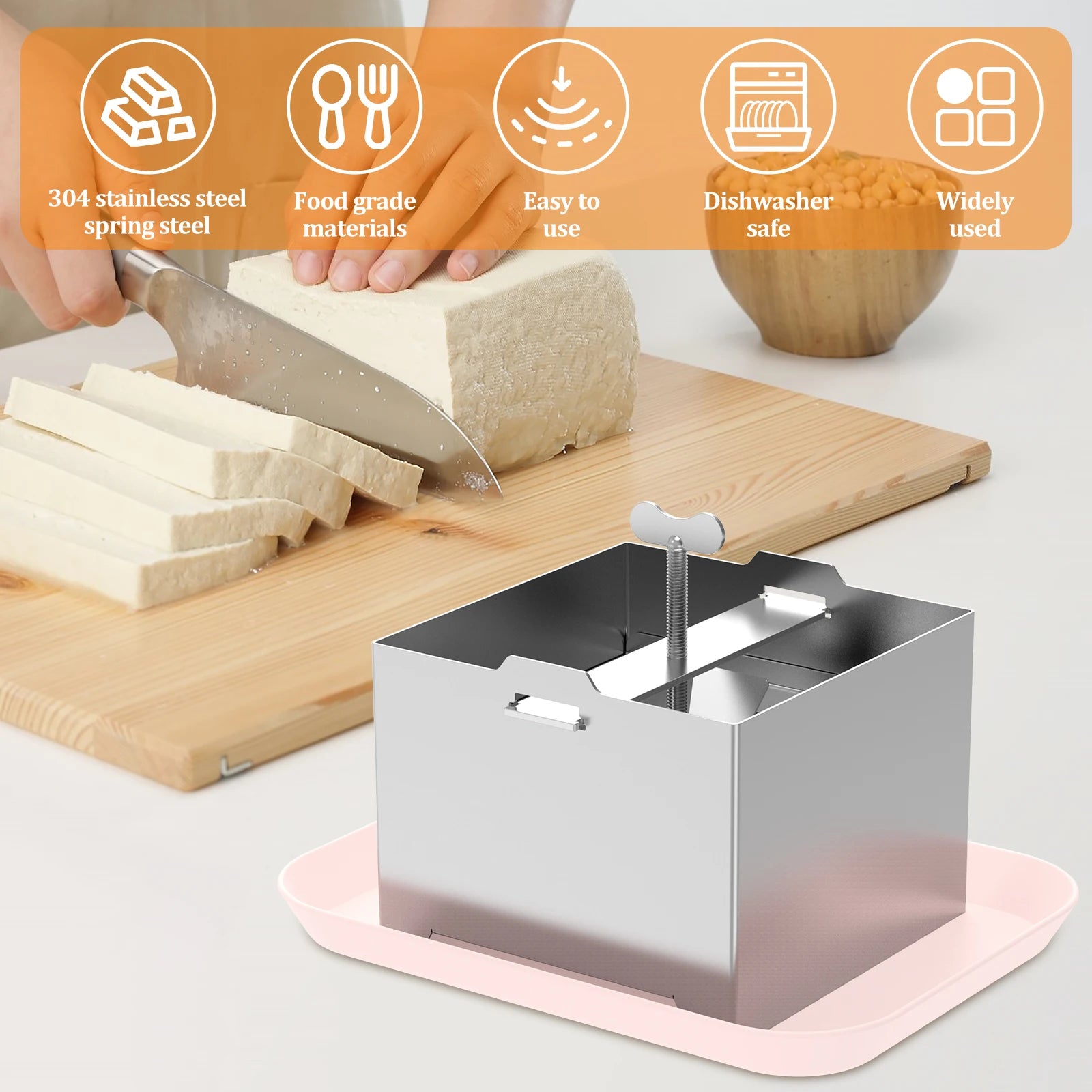 Tofu Press Mould Cheese Making Molds Food Grade Stainless Steel Tofu Maker Press Mold Kit Homemade Tofu Mold Kitchen Tool Set Peaceful Pleasures Health and Wellness
