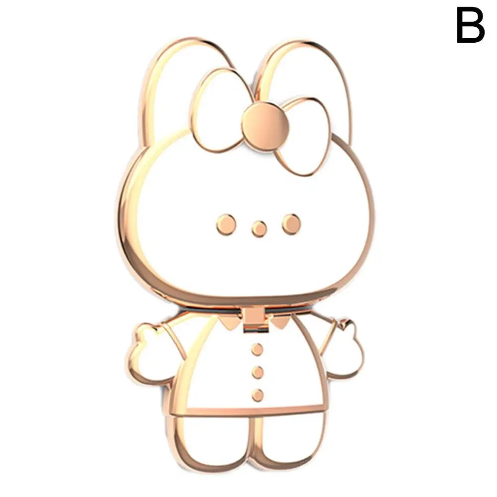 Cute Cat Phone Stand & Finger Holder with Makeup Mirror