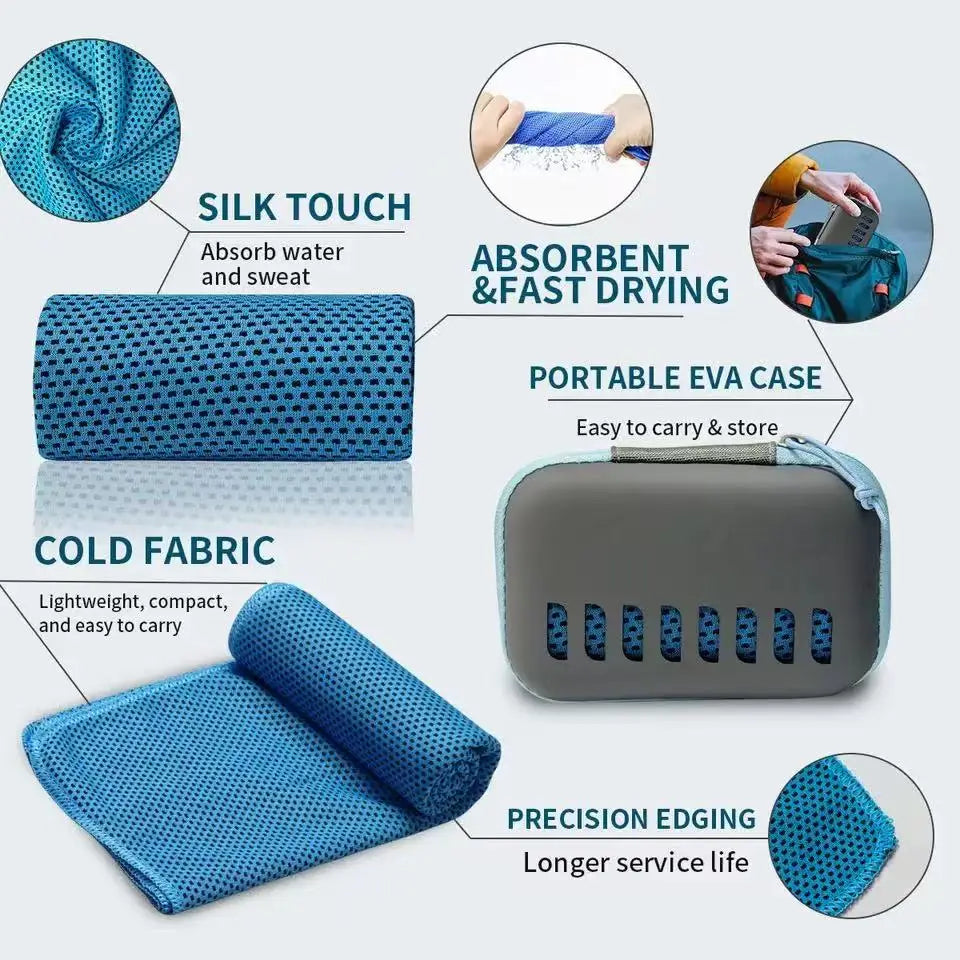Camping Cooling Towels with EVA Case, Compact & Portable Travel Ice Towel Quick Dry Towels for Sports Gym, Hiking and Yoga Peaceful Pleasures Health and Wellness