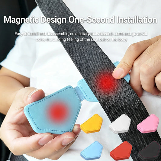 Magnetic PU Leather Seat Belt Clip Adjuster | Universal Fit Seat Belt Clip Oasis Select