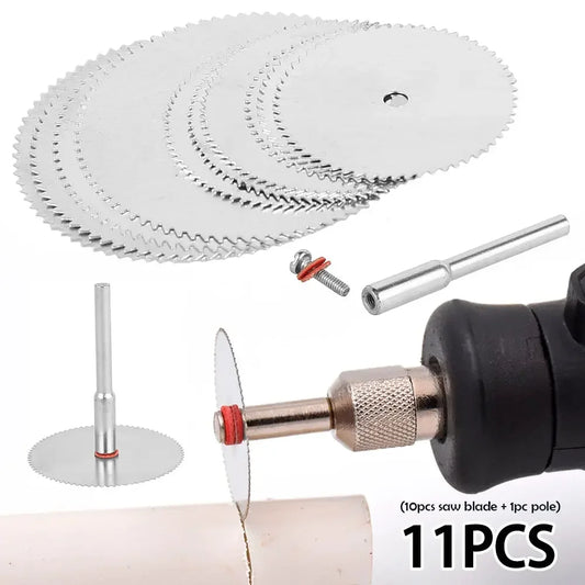 11PCS Set Mini Circular Saw Blade Stainless Steel Cutting Disc Wood Cutting Wheel For Rotary Tool Electric Tool Peaceful Pleasures Health and Wellness 11PCS