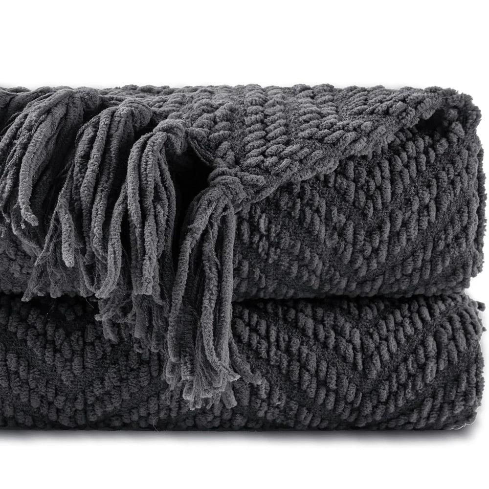 Battilo Chenille Knit Throw Blanket | Soft Couch & Sofa Throw