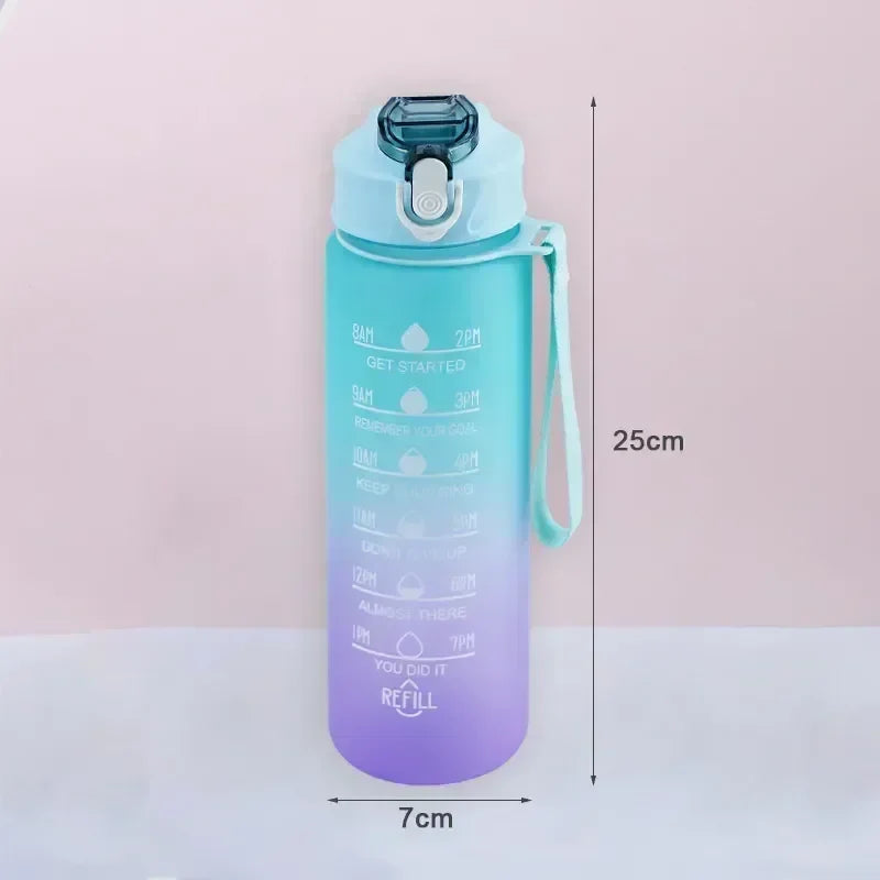 900ml BPA-Free Motivational Sports Water Bottle with Straw