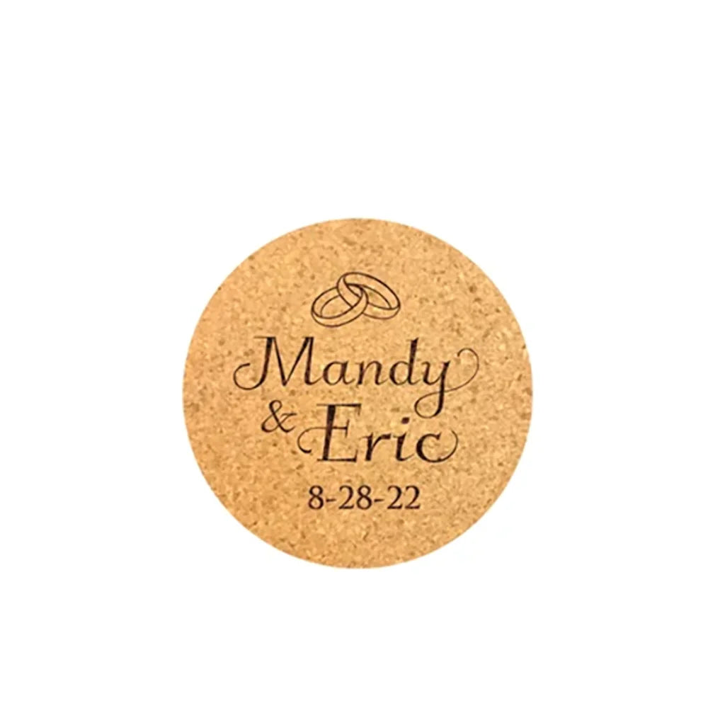 10-Pack Personalized Cork Coasters | Wedding Favors & Decor