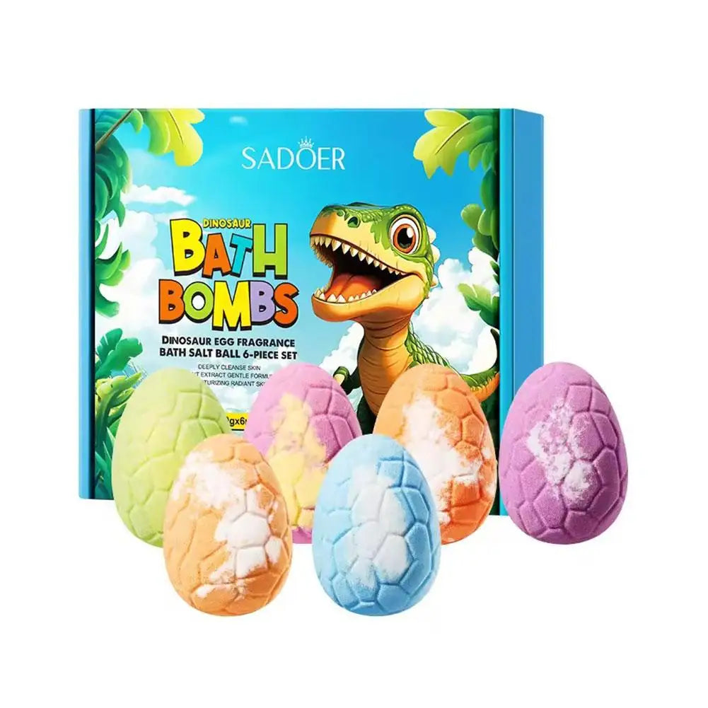 Dinosaur Egg Bath Bombs for Kids – 6-Pack Fizzy Surprise Toy Inside, Spa Gift Set for Toddlers Peaceful Pleasures Health and Wellness 6pcs 1 box