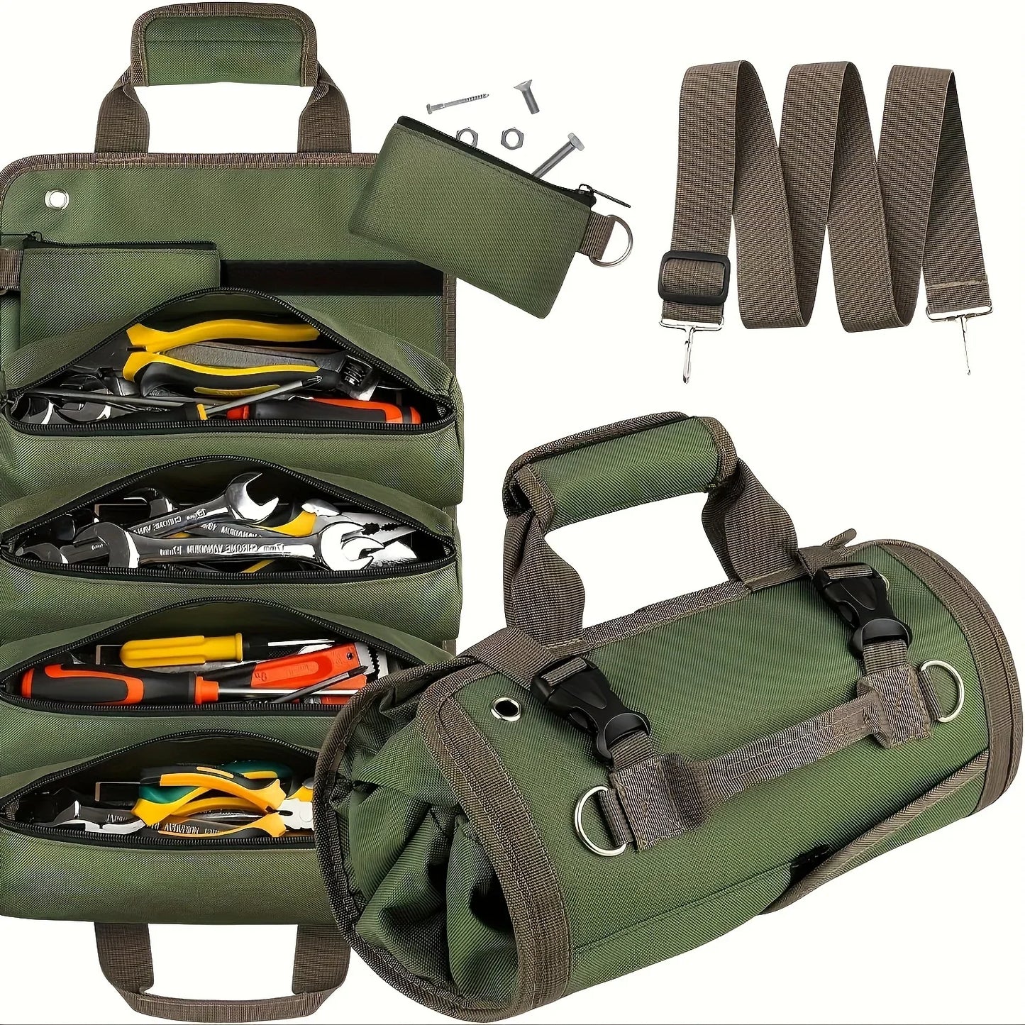 Heavy-Duty Roll-Up Tool Bag | Oxford Fabric Tool Organizer