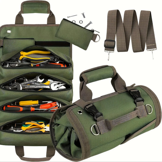 Heavy-Duty Roll-Up Tool Bag | Oxford Fabric Tool Organizer Roll-Up Tool Bag Peaceful Pleasures Health and Wellness