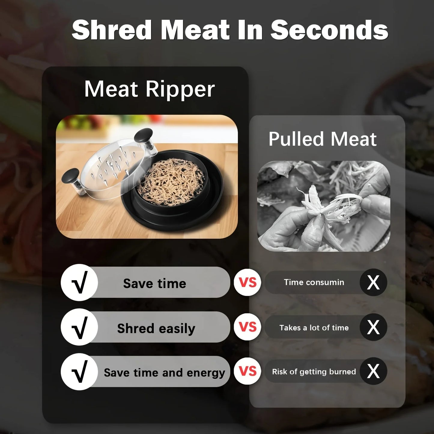 Large Chicken Shredder with Cover | Anti-Slip Rotating Tool
