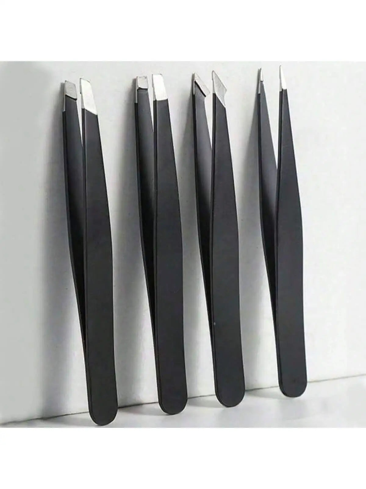 4-Pack Stainless Steel Eyebrow Tweezers Set | Brow Shaping