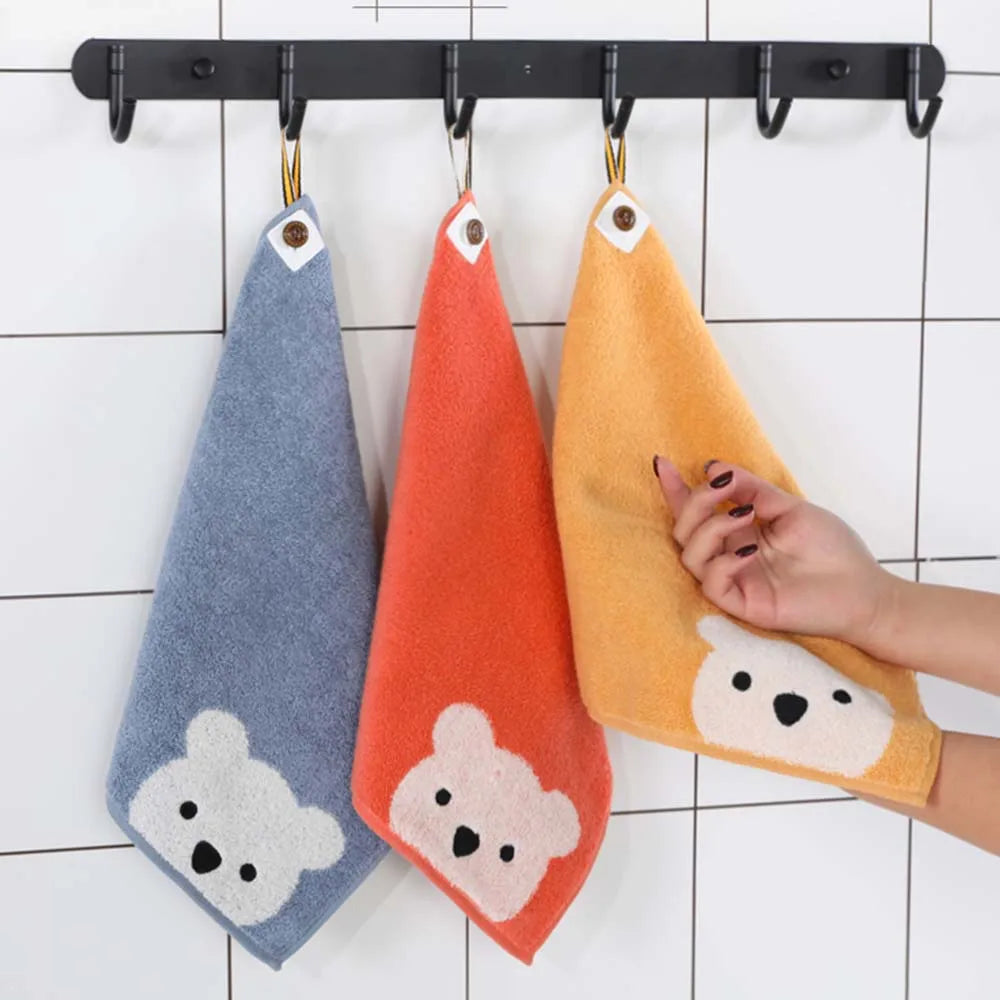 Baby Cotton Hangable Face Towel – Cartoon Bear 30x30cm