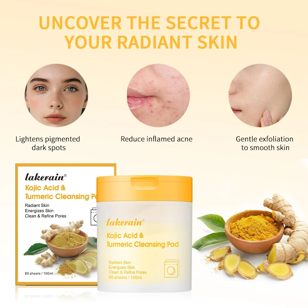 Turmeric & Kojic Acid Exfoliating Cleansing Pads – 80 Pack