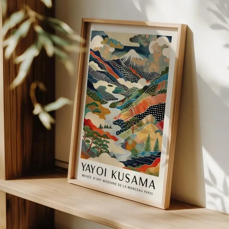 Yayoi Kusama Mount Fuji Canvas Print Japanese Mountain Landscape Poster Colourful Modern Art for Living Room, Bedroom or Offi Peaceful Pleasures Health and Wellness