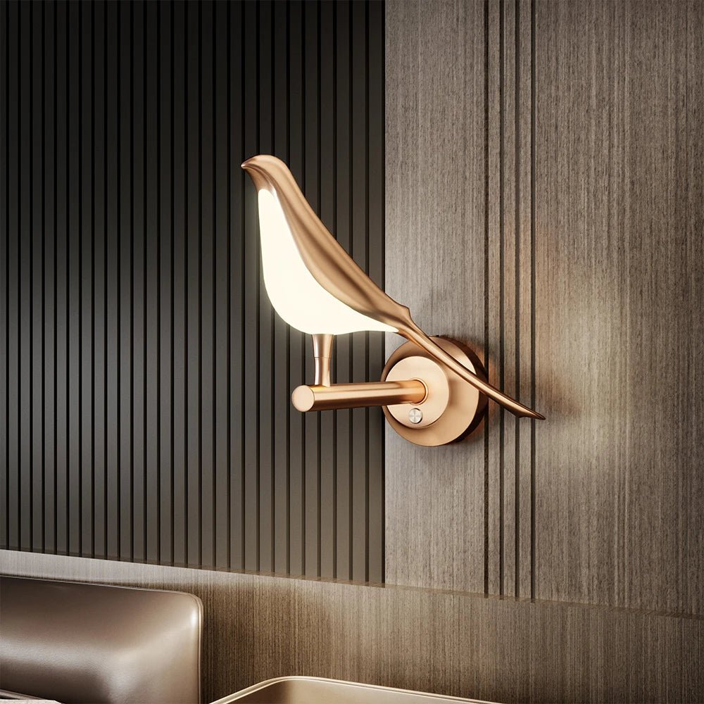 Nordic LED Bird Wall Sconce | Rose Gold Acrylic Luxury Lamp